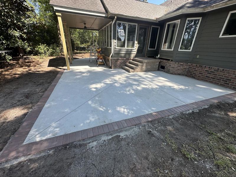 Concrete Patio with Brick Border