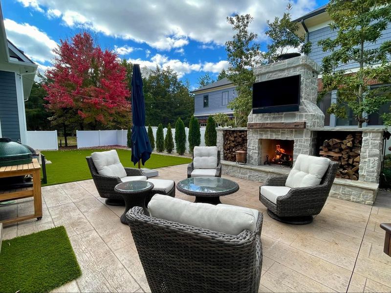 Outdoor Fireplace and Living Area