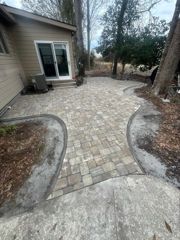 Paver Patio and Curved Walkway
